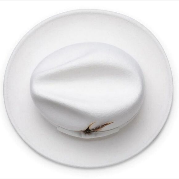 MEN'S MONTIQUE WHITE LIGHT FELT 2 1/2" WIDE BRIM PINCH FEDORA HAT. H60 - Picture 4 of 5